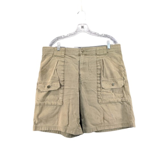 Mens Cabela's Cargo Shorts Size 36 Brown Button Flap Pockets 8 Inseam SEE DESC - Picture 1 of 15